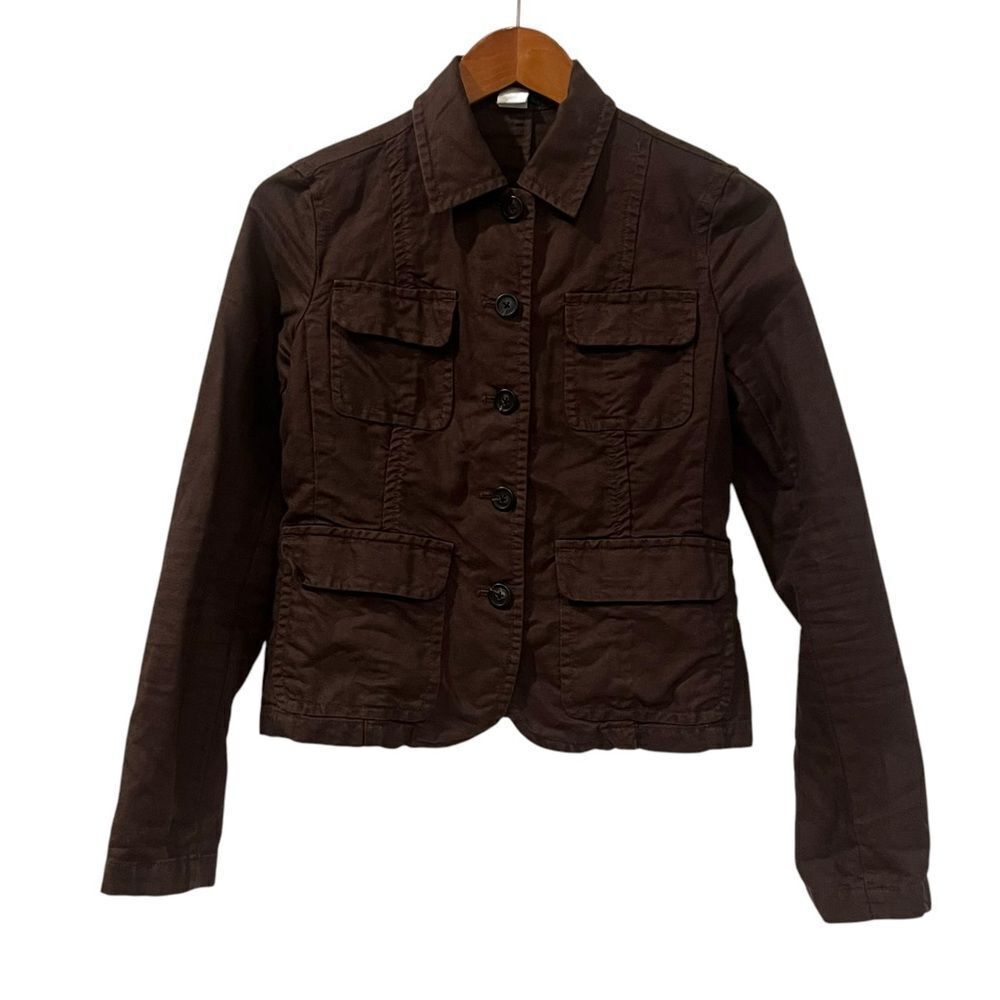 J. Crew brown cotton & linen blend coat. Size xs